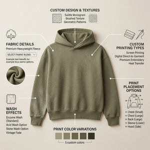 Sweat-shirt unisexe vert olive à capuche zippé, coupe régulière, en molleton tricoté uni, 100 % coton, hiver, brodé - Product Image 5