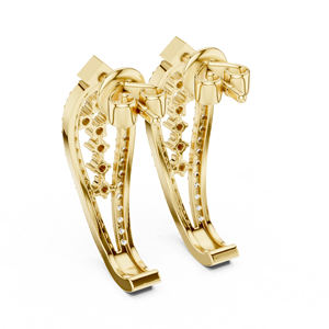 14K 18K Yellow Gold Huggie Half <b>Hoop</b> <b>Earrings</b> Round Cut Lab Grown Diamond Push Back <b>Earrings</b> DEF VVS Fine Jewelry for Women Gift - Product Image 5