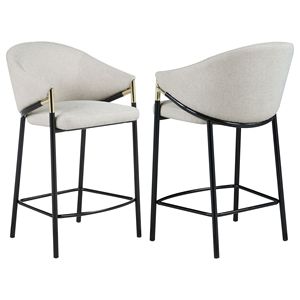 Set di 2 Sgabelli da Bar Alti Beige e Nero Lucido con Braccioli Inclinati, Comodi ed Eleganti - Product Image 2