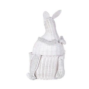 Handmade Bunny Shaped Rattan Storage <b>Basket</b> <b>with</b> <b>Lid</b> for Kids Room and Nursery Decor - Product Image 5