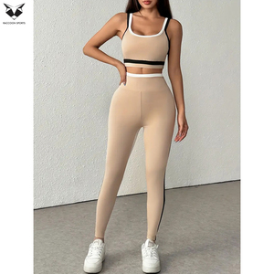 Conjunto Deportivo Casual de Dos Piezas, Top Corto y Pantalones con Bloques de Color, Conjunto de Sujetador Deportivo Transpirable y Leggings de Cintura Alta - Product Image 3