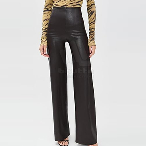 Pantalon en cuir pour femme 2026, taille haute, coupe droite et ample, style urbain, jambe large, excellente qualité - Product Image 2