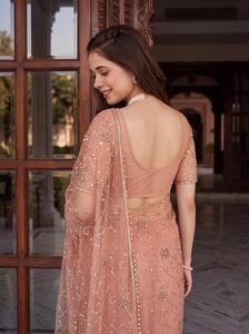 Indian Traditional Ethnic Fancy Designer Wedding Saree with Heavy Net Material Embroidery Sequins Work for Women Trendy Fit - Product Image 6
