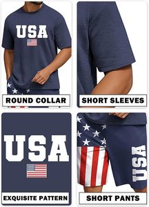 4th of July <b>Sets</b> for Men 250th Anniversary USA Shirt American Flag T Shirt Summer Patriotic 2 Piece Short Outfits - Product Image 5