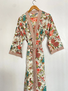 Bata Kimono de Algodón 100% Tejido con Estampado de Dibujos Animados para Mujer, Camisón de Verano Hecho a Mano, Cuello en V, Cintura Elástica, Largo hasta la Rodilla, Suave y Completo - Product Image 3