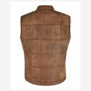 Premium Cowhide Leather Biker Vest Men Classic Club Style Motorcycle Vest Genuine Leather Riding Gear - Product Image 4
