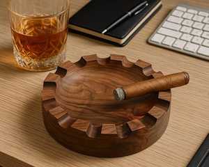 Cenicero de madera Tradebyd, elegante bandeja de madera hecha a mano para fumar, soporte para cenizas de diseño único para Bar, cafetería y uso doméstico - Product Image 1