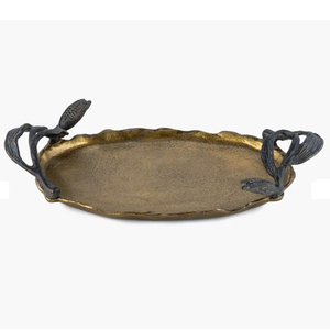 Plateaux décoratifs en métal au design élégant pour table basse de maison ou d'hôtel, finition dorée, motif feuille - Product Image 5