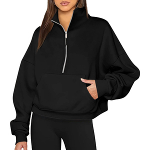 Best-Selling Custom Turtleneck Zipper-Up Regular <b>Sweatshirt</b> <b>Women</b> Pakistan's Streetwear Style Winter Printed Front Quick Dry - Product Image 6