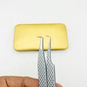 Profesional Venta caliente personalizado 90 grados bota plata brillo volumen fibra extensión de pestañas pinzas Acero inoxidable sólido - Product Image 6