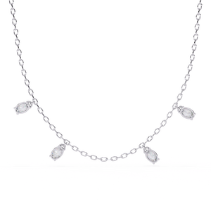 Collier pendentif de luxe en diamant taille ovale, avec plusieurs breloques scintillantes en diamant de laboratoire - Product Image 2