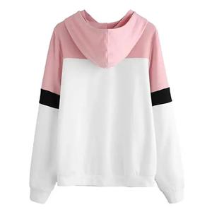 Sudadera con Capucha a Rayas para Mujer, Manga Larga, Felpa Suave, Blanca, Rosa, Negra, con Logotipo Personalizado, Sudadera Urbana al por Mayor - Product Image 2