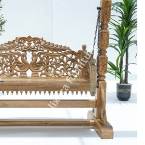 Columpio de Madera Maciza Tallada a Mano con Forma de Cisne, Decoración de Lujo para Sala de Estar, Estilo Maharaja Jhoola - Product Image 4