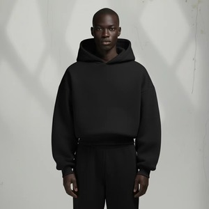 <b>Men's</b> Oversized Hooded Sweatshirt Solid Color Minimalist Style Knitted Cotton Autumn Wear Regular Fit - Product Image 4