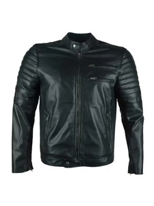 เสื้อแจ็คเก็ตหนังบุผ้านวมสำหรับผู้ชายสีดำสไตล์ไบค์เกอร์ - Product Image 1