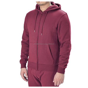 Sudadera con capucha para hombre, de manga larga, de algodón y poliéster, color liso, con cremallera, a la moda - Product Image 2