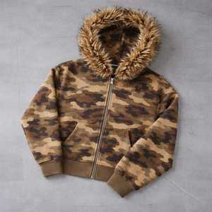 เสื้อฮู้ดดี้ผู้ชายทรงโอเวอร์ไซส์ ผ้าฝ้ายเฟรนช์เทอร์รี่ 100% คุณภาพสูง เป็นมิตรกับสิ่งแวดล้อม ดีไซน์เนอร์สำหรับฤดูหนาว น้ำหนัก 320 กรัม ล้างสีแบบแอซิดวอช แต่งขนเฟอร์เทียม ซิปหน้า - Product Image 5