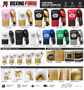 No Boxing No Life Gold White Leather Boxing Gloves Lace-Up Adjustable Wrist Strap Adults Training Breathable Customized Color - Product Image 5
