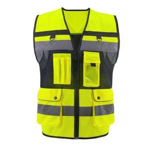 Vêtements de travail multi-poches respirants unisexes, gilet de sécurité haute visibilité avec logo personnalisé - Product Image 3