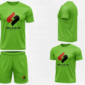 Ensemble T-shirt et short en coton tricoté pour homme – Tenue décontractée d'été, sportswear respirant et confortable pour la gym – Vente en gros - Product Image 1