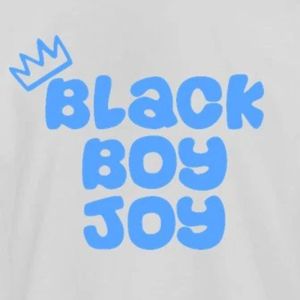 Men's <b>White</b> Black Boy Joy Graphic T Shirt with Blue Crown Lettering Short Sleeve Crew Neck Casual Cotton <b>Tee</b> Everyday Fashion - Product Image 5