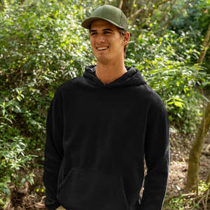 Sweat-shirt à capuche uni pour homme, coupe classique, 100% coton molletonné, style décontracté automne, avec poche - Product Image 5