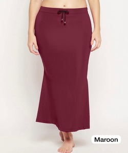 Jupe droite marron pour femme, taille élastique, longueur cheville, avec cordon de serrage, décontractée, en tricot, élasthanne, polyester, couleur unie, coupe confortable - Product Image 1