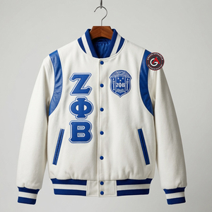 Zeta Phi Beta Sorority veste à lettres brodées pour femmes | ZPB Soror veste à manches en cuir en laine brodée - Product Image 4