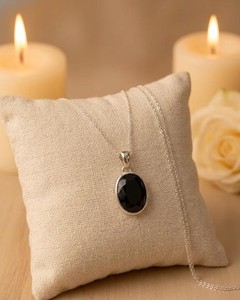 Collar con Colgante Ovalado de Obsidiana Negra, Cadena Chapada en Oro y Plata, Cristal Curativo, Protección, Piedra Energética, Joyería, Regalo - Product Image 4