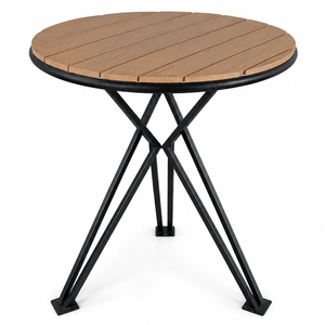 Mesa de centro moderna con tablero de listones de PS, patas de metal con revestimiento, listones de PS, fácil de limpiar, muebles para el hogar, mesa de comedor - Product Image 1