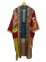 Robe kimono de luxe en soie patchwork, cache-maillot de bain, tenue de nuit, longue robe, kimono indien vintage fait main en soie de sari recyclée