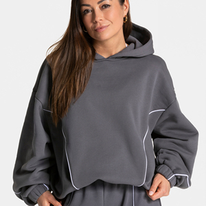 Nouveau design tendance – Haut de yoga décontracté pour l'hiver et l'automne, col en V, avec cordon de serrage, léger, vêtement de sport uni 100 % coton pour femme, coupe longue - Product Image 5