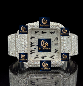 Reloj de Lujo Blue Moon, Estilo Hip Hop, Cuadrado, con Diamantes, Acero Inoxidable, Unisex, Movimiento Mecánico, GPS, Cristal de Zafiro, 42mm - Product Image 4