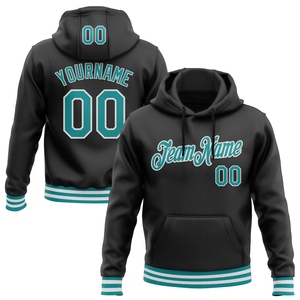 Sweat-shirt à capuche sportif noir, turquoise et blanc, personnalisé et cousu sur mesure, nouvelle conception, vente en gros directe pour l'industrie - Product Image 1