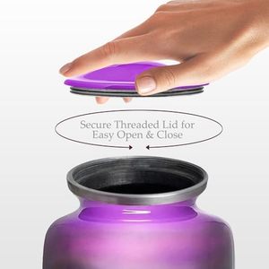 Traditional Styled Adult Aluminum Memorial Cremation <b>Ashes</b> Urn Funeral <b>Keepsake</b> Holder With Decorative Fine Texture - Product Image 4