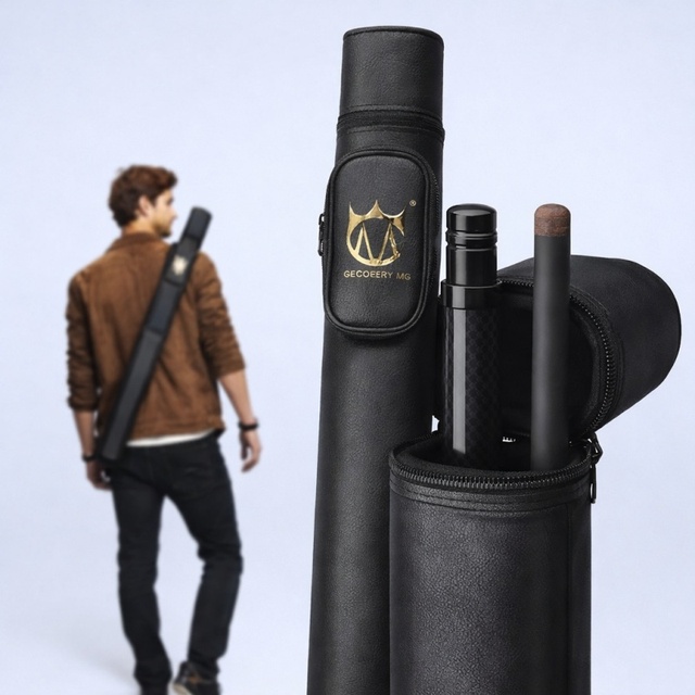Factory Direct Premium 1/2 PU Leather Pool Cue Case, High-Density Foam Protection, Portable Storage for Billiard Cue Travel