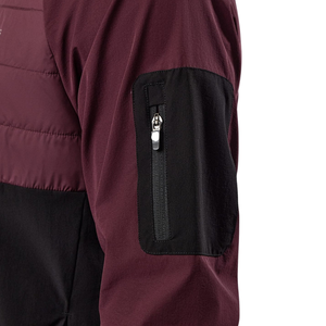 Ensemble de survêtement tissé imprimé color block bordeaux et noir pour homme – Veste à cordon et pantalon décontractés pour l'entraînement en extérieur en hiver - Product Image 4