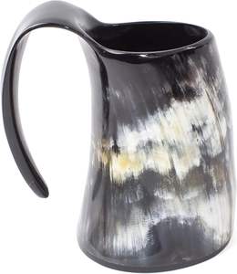 Jarra de Cuerno Vikinga Hecha a Mano, Jarra de Cerveza de Cuerno Natural, Estilo Nórdico Medieval, para Miel, Cerveza y Cerveza Negra - Product Image 1