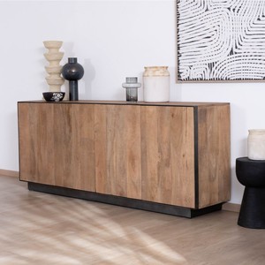 Aparador Vandana Crystal Harmony de madera maciza de mango con líneas limpias y 4 puertas - Product Image 3