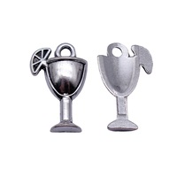 Breloque en alliage argenté en forme de tranche de citron pour verre à cocktail, 17x11mm, pour marqueurs de verres à vin