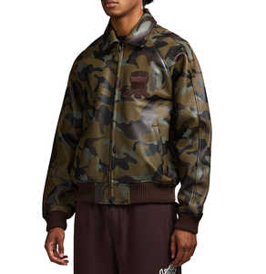 Avirex Customized Leather <b>Jacket</b> <b>Men</b> Custom Camo 100% Lamb Leather Stand Collar Front Logo Windproof & Breathable Leather <b>Jacket</b> - Product Image 4
