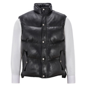 Custom 100% Genuine Nappa Leather <b>Men</b>’s Puffer <b>Jacket</b> Bold Color YKK Zipper Private Label OEM ODM Wholesale Premium Street Style - Product Image 1