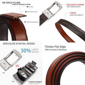 Black <b>Reversible</b> Genuine Leather <b>Belt</b> Alloy Pin Buckle Casual Formal Men <b>Belt</b> 1 3/8 in Width - Product Image 6
