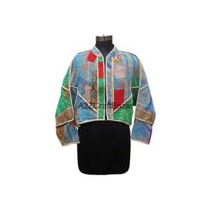 Vestes matelassées vintage 100% coton pur Kantha avec impression à blocs, style bohème, veste matelassée Katha imprimée en coton - Product Image 2