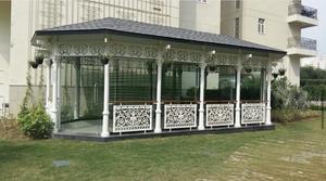 Pergola en fonte noire et or pour jardin, pavillon décoratif extérieur, taille personnalisée, élégante décoration extérieure - Product Image 4