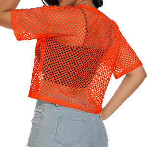 Wholesale Women's Fashion Wear 100% Mesh <b>Tops</b> Quality Short Sleeves <b>Mock</b> <b>Neck</b> Slim Fit Cheap Price Crop Shirt - Product Image 6