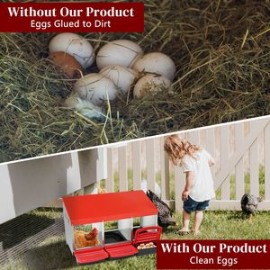 Nido per Galline a 3 Scomparti Tipo H, Cestello Estraibile in Plastica, Rosso, per Deposizione Uova - Product Image 4