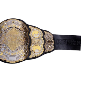 Cinturón de Campeón Mundial de Lucha Libre, Diseño Dorado y Negro, Cinturón de Título Personalizable en Cuero, Artículo de Colección Premium, Campeón Deportivo - Product Image 3