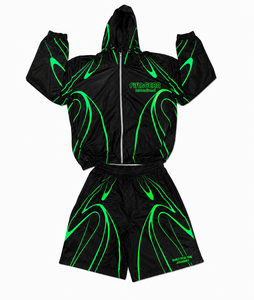 FIFTHGEAR INTERNATIONAL Ensemble de veste à capuche sportive noire et verte pour homme, en polyester à séchage rapide, pour l'extérieur en été, coupe-vent, commande en gros - Product Image 1