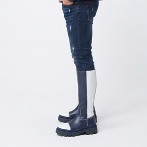 Botas de cuero para hombre con cremallera lateral hasta la rodilla, OEM, estilo urbano, botines largos de cuero, logotipo personalizado, botas de cuero de negocios para hombre hasta la rodilla - Product Image 5